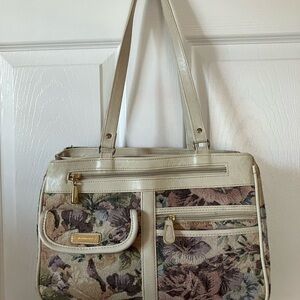 Elegant Floral Beige Handbag